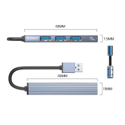 Orico Hub USB 5Gbps 1*USB-A 3.1, 3*USB-A 2.0, alu