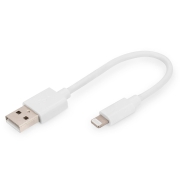 Kabel DIGITUS do transmisji danych/ładowania USB-A/Lightning MFI 0,15m biały