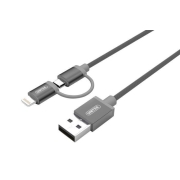 Kabel Unitek Y-C4031GY USB - microUSB + lightning; szary