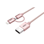 Kabel Unitek Y-C4031RG USB - microUSB + lightning, Rose Gold 1m