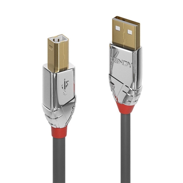 Kabel drukarkowy USB LINDY 2.0 A/M - USB B/M, Cromo Line 3m Szary