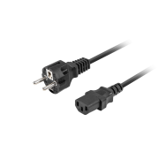 Kabel zasilający Lanberg CEE 7/7 -> IEC 320 C13 1,8m VDE czarny prosty