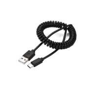 Kabel spiralny USB 2.0 - typ C (AM/CM) 0.6m (czarny)