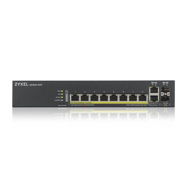 Switch zarządzalny Zyxel GS1920-8HPV2 8x10/100/1000 2xComboSFP PoE RJ45-1818619