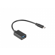 Kabel USB 2.0 Lanberg micro USB(M) - USB-A(F) 0,15m OTG czarny
