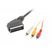 Kabel adapter Lanberg SCART - 3x RCA 1,8m czarny