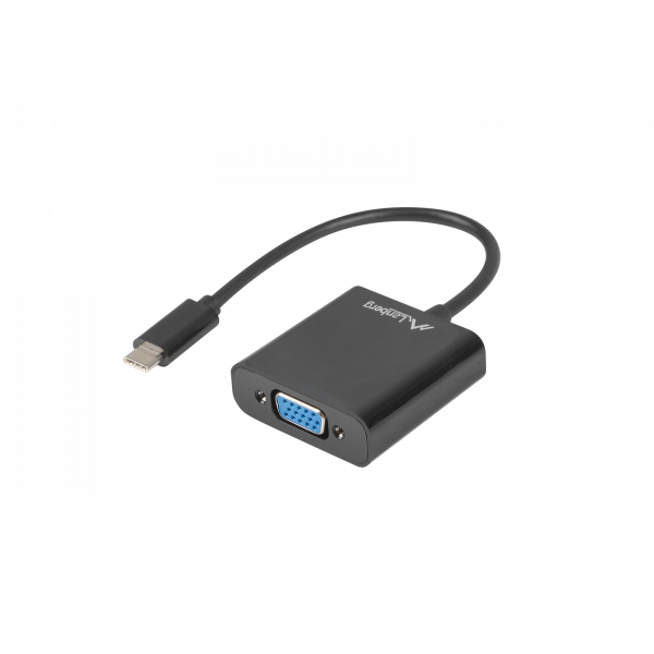 Kabel adapter Lanberg USB type-C(M) - VGA(F) 0,15m czarny-1856480