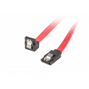 Kabel SATA Lanberg DATA III (6Gb/s) F/F 0,3m kątowy metalowe zatrzaski czerwony