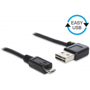 KABEL USB MICRO(M)->USB-A(M) 2.0 0.5M KĄTOWY LEWO/PRAWO EASY-USB CZARNY DELOCK