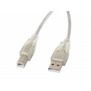 Kabel USB 2.0 Lanberg AM-BM Ferryt 1,8m przezroczysty