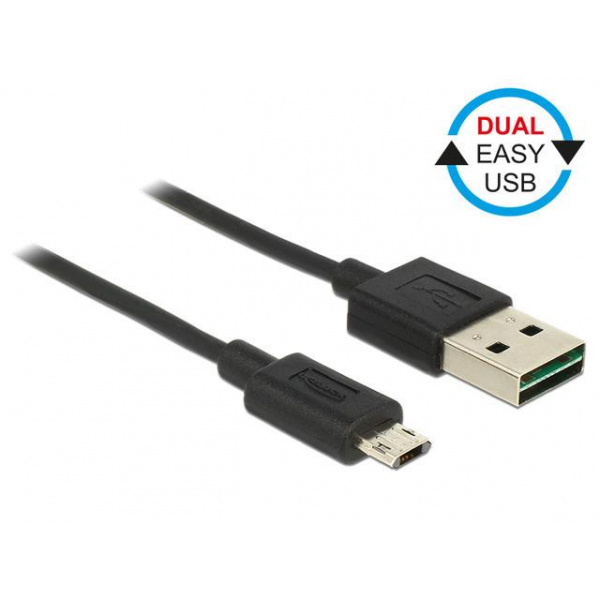 KABEL USB MICRO(M)->USB-A(M) 2.0 2M DUAL EASY-USB CZARNY DELOCK