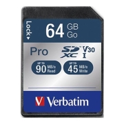 Karta pamięci SDXC Verbatim Pro U3 64GB (90/45 MB/s) Class 10 UHS-1 V30
