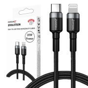 Kabel USB 3.0 Feegar Evolution FEE-01904 USB-C – Lightning nylonowy 20W 1m czarno-szary