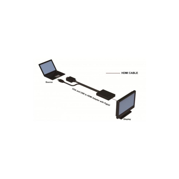 Kabel adapter Techly IDATA HDMI-VGA3 VGA na HDMI z Audio, zasil. z USB-26475121