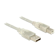 Kabel USB 2.0 AM-BM 5m + Ferryt Przezroczysty
