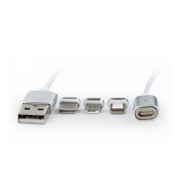 Kabel USB magnetyczny 3w1/1m/srebrny