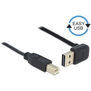 Kabel USB AM-BM 2.0 0.5m czarny kątowy góra/dół Easy-USB