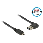Kabel USB micro AM-BM 2.0 3m czarny kątowy lewo/prawo Easy USB