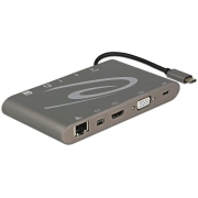 Replikator portów USB-C -> Mic, Audio, HDMI, LAN, 3x USB 3.0 + zasilanie Szary