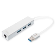 Hub/Koncentrator 3-portowy DIGITUS USB 3.0 SuperSpeed z Gigabit LAN adapter