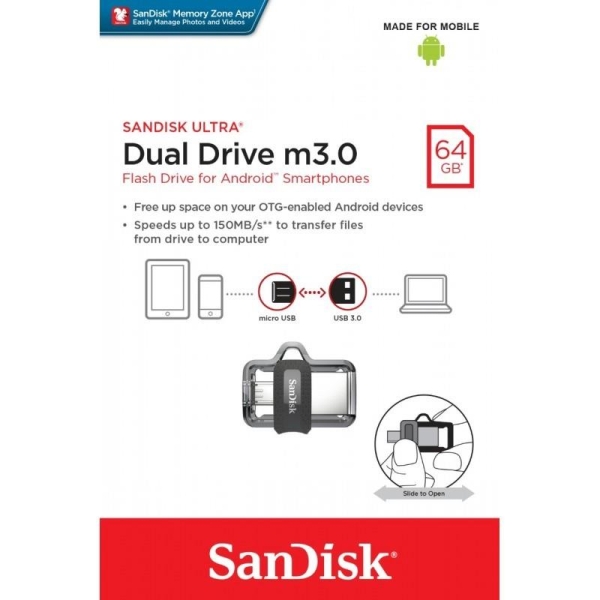 Pendrive SanDisk Ultra Dual Drive m3.0 64GB 150MB/s-26561303