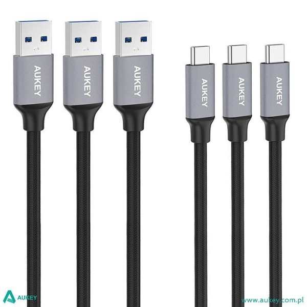 CB-CMD1 zestaw 3 szt. nylonowych szybkich kabli Quick Charge USB C-USB 3.0 | 3 x 1m | 5 Gbps