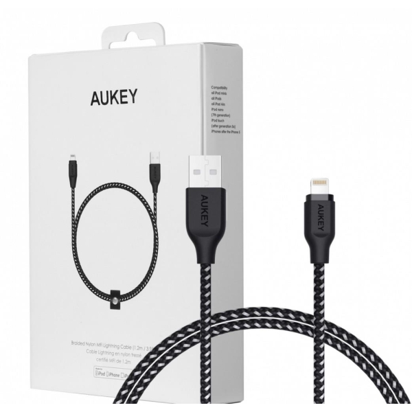 CB-AL1 Black nylonowy kabel Quick Charge Lightning-USB | 1.2m | certyfikat MFi Apple