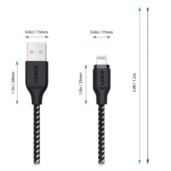 CB-AL1 Black nylonowy kabel Quick Charge Lightning-USB | 1.2m | certyfikat MFi Apple-26578294
