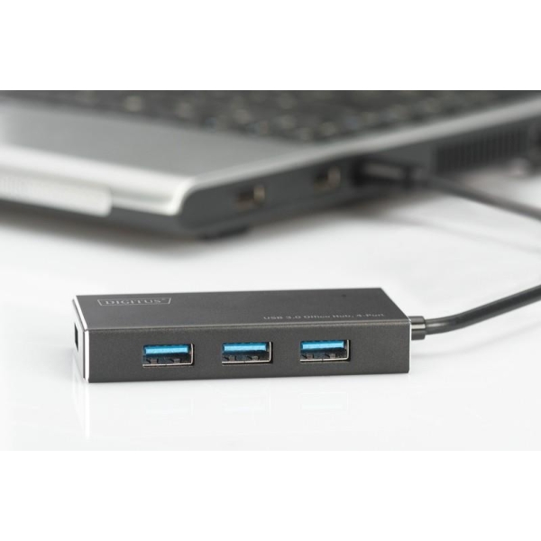 Hub/Koncentrator DIGITUS 4-portowy USB 3.0 SuperSpeed, aktywny, aluminium-26587499