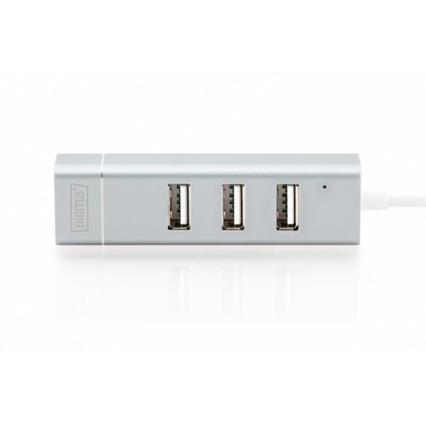 Hub/Koncentrator 3-portowy DIGITUS USB 2.0 HighSpeed Typ C z Fast Ethernet LAN adapter-26588528