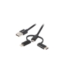 Kabel Premium 3in1 USB AM - micro USB BM + Lightning M + USB CM  2.0 1,8m czarny
