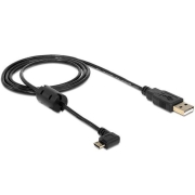Kabel USB MICRO(M) kątowy 270" prawo->USB-A(M) 2.0 1M CZARNY  FERRYT