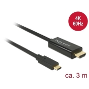 Kabel USB-C(M)->HDMI(M) 3M czarny(DISPLAYPORT ALTERNATE MODE)