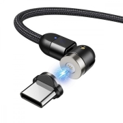 Kabel USB 2.0 Maclean MCE475 magnetyczny USB C kątowy 2m czarny
