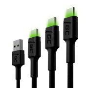 Kabel zestaw 3x GC Ray USB - USB-C 200 cm, LED