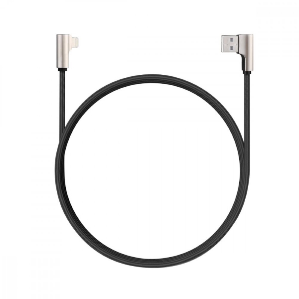 CB-BAL6 Black 90° nylonowy kątowy kabel Quick Charge USB-Lightning | 1.2m | Wtyki 90 stopni-26602434