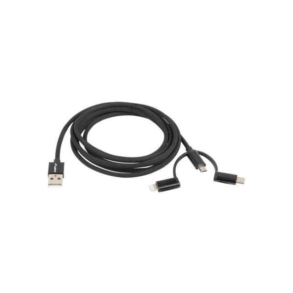 Kabel Premium 3in1 USB AM - micro USB BM + Lightning M + USB CM  2.0 1,8m czarny-26607942