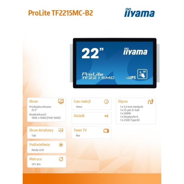 Monitor 22 TF2215MC-B2 pojemnościowy 10pkt pianka IPS DP HDMI-26621407