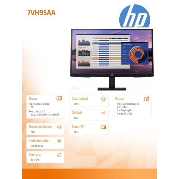 Monitor P27h G4 FHD Height Adjust   7VH95AA-26634208