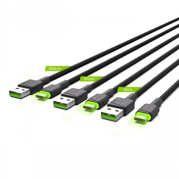Kabel 3x GC Ray USB - USB-C 30/120/200 cm, LED-26677936
