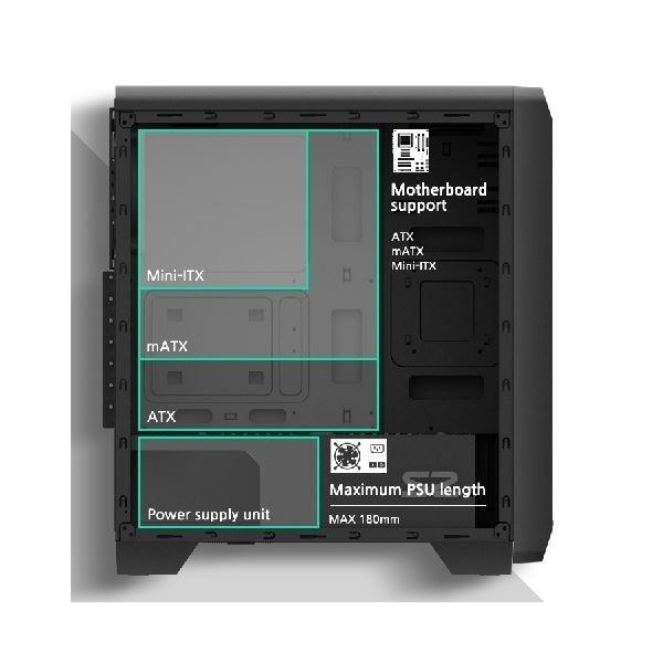 Obudowa S2 TG ATX Mid Tower PC Case TG fan x3-26679610