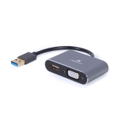 Adapter USB 3.0 męski do HDMI i VGA żeńskie Gembird