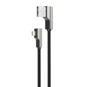 CB-AL04 Czarny OEM nylonowy kabel USB - Lightning | 1m | wtyki 90 stopni | certyfikat MFi