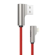 CB-AL04 Czerwony OEM nylonowy kabel USB - Lightning | 1m | wtyki90 stopni | certyfikat MFi