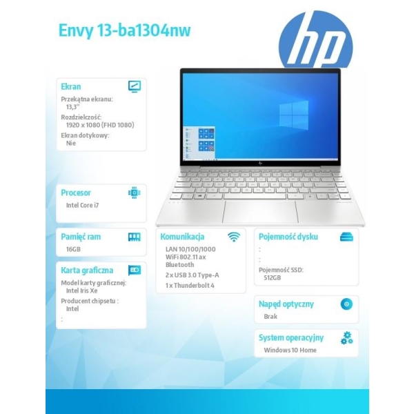 Notebook Envy 13-ba1304nw W10H/13.3 i7-1165G7/512GB/16GB 4H317EA-26708737