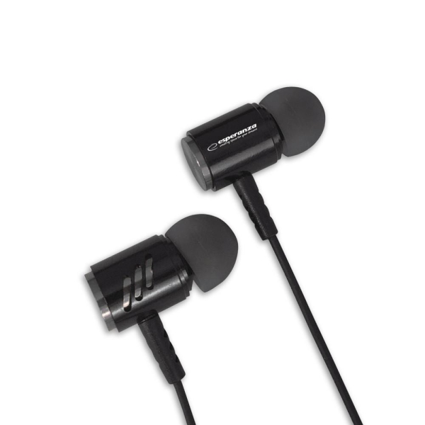 Słuchawki douszne metalowe z mikrofonem Czarno-szare-26710141