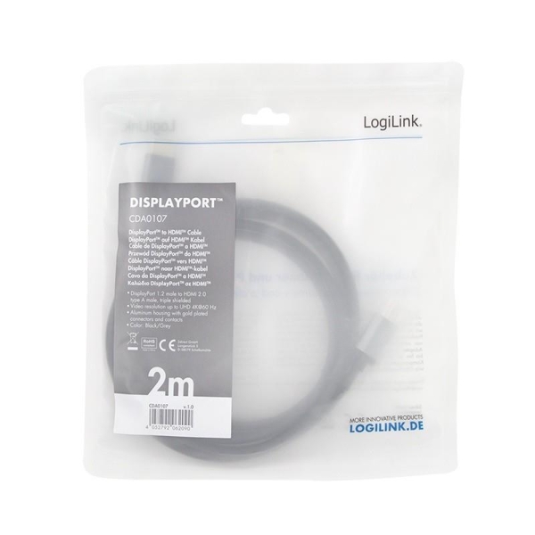 Kabel adapter LogiLink CDA0107 DisplayPort 1.2 - HDMI, 2m-26723249
