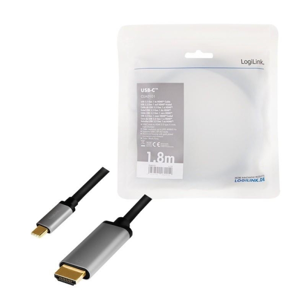 Kabel USB-C do HDMI, 4K 60Hz aluminiowy 1.8m-26725020