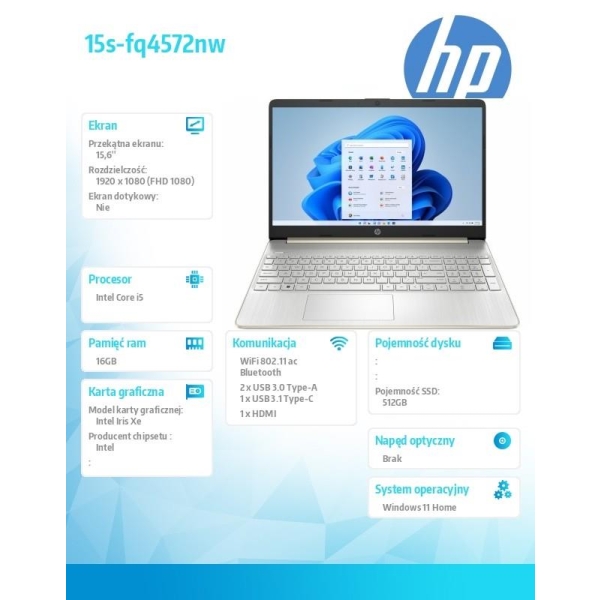 Notebook 15s-fq4572nw W11H/15.6/i5-1155G7/512GB/16GB 67M39EA-26755332