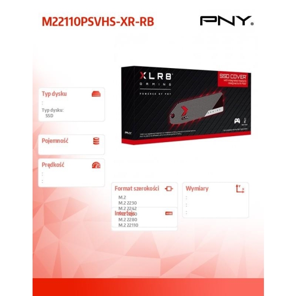 Osłona dysku SSD XLR8 ze zintegrowanym radiatorem zaprojektowany do PS5 M22110PSVHS-XR-RB-26757945
